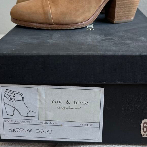Rag & Bone Harrow Suede Ankle Boots Block Heel Camel EU 38/ 8 US - Picture 14 of 15